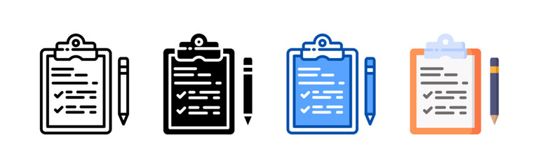 Assessment icon set bundle. Multi style icon collection perfect for websites, apps, and presentations. Simple vector icon collection