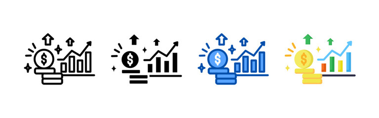Profit icon set bundle. Multi style icon collection perfect for websites, apps, and presentations. Simple vector icon collection