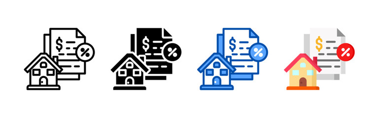 Estate tax icon set bundle. Multi style icon collection perfect for websites, apps, and presentations. Simple vector icon collection
