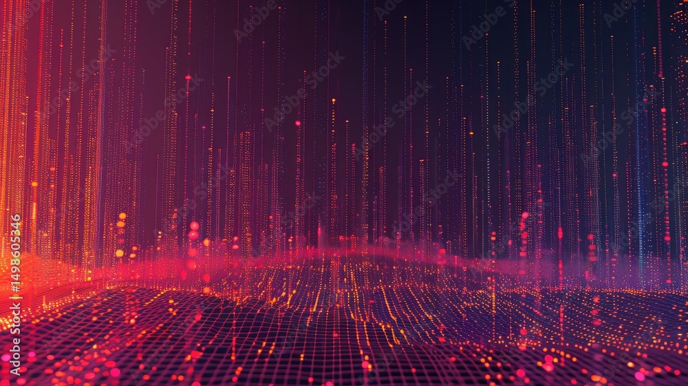 Poster abstract digital shape or line and technological cyber style particle design connect in surreal elec