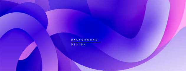 Abstract fluid shapes, vibrant purple hues, smooth gradients. Modern design element for backgrounds, presentations. Minimalist aesthetic.