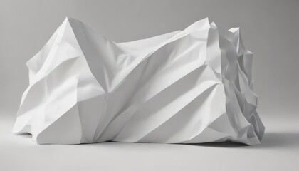 Deep creases, sharp folds, textured white paper , folds, white background, crinkle