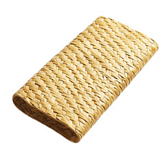 Minimalist Woven Straw Beach Mat Isolated on Transparent Background