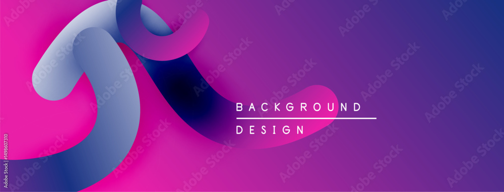 Poster abstract fluid shapes, vibrant pinks, blues, purples create dynamic background. modern design, smoot