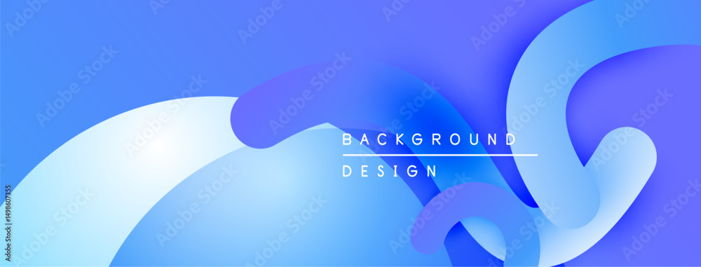 Poster abstract blue gradients create flowing shapes. text reads background design. modern, vibrant visual 
