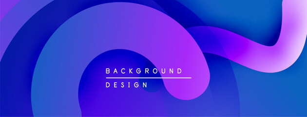Abstract fluid shapes, vibrant purple, blue gradients. Modern design element for backgrounds, presentations, digital art. Smooth transitions create dynamic visual effect.