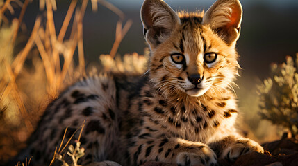 Serval Kitten in Golden Hour Light