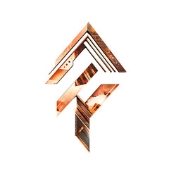 Abstract Arrow with Overlapping Patterns in Copper Isolated on Transparent Background