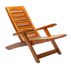 Innovative Wooden Beach Chair Featuring a Compact F Isolated on Transparent Background