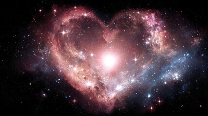 Obraz premium Heart-Shaped Galaxy in Vibrant Colors Against Deep Space Background