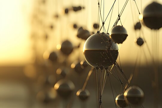 Golden spheres linked by wires