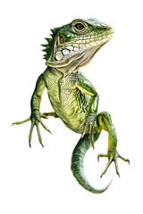 Fototapeta premium Detailed illustration of a vibrant green lizard.