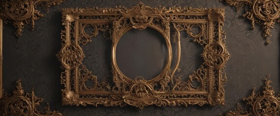 Intricate filigree frames, ornate damask backdrop , vintage frames,  ornate