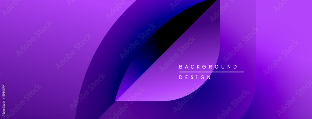 Poster Abstract purple design. Smooth gradients create flowing shapes, modern aesthetic. Minimalist composition with text overlay.