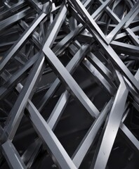 Sleek intersecting metal lines form abstract geometric shapes  , pattern, technology, flyer