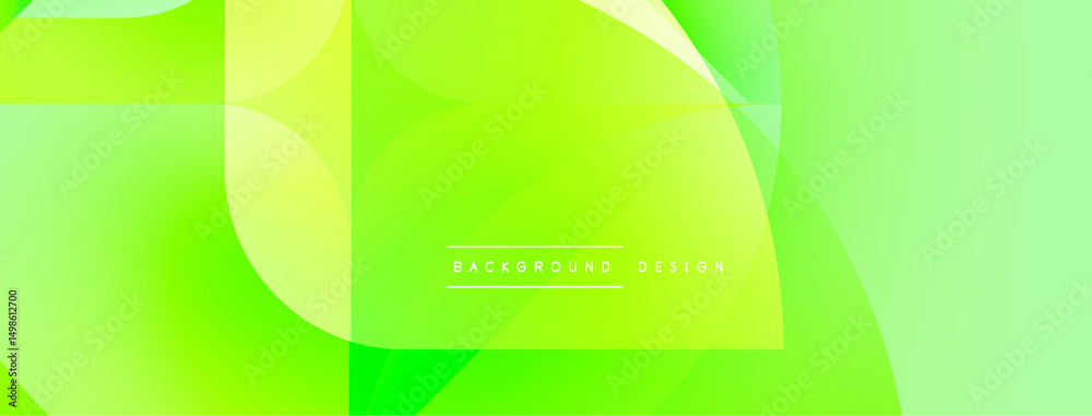Poster Abstract green background. Overlapping shapes create dynamic visual effect. Gradient colors provide modern aesthetic. Simple design.