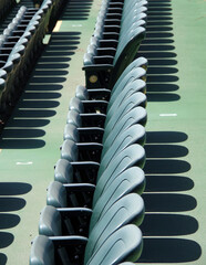 Rows of open air outdoor theater seats