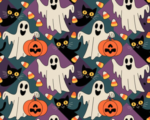 halloween seamless pattern, halloween, pumpkin, vector, autumn, pattern, illustration, seamless, orange, set, holiday, icon, october, celebration, design, cartoon, horror, spooky, fun, face, art, seas