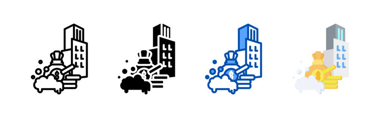 Money laundering icon set bundle. Multi style icon collection perfect for websites, apps, and presentations. Simple vector icon collection