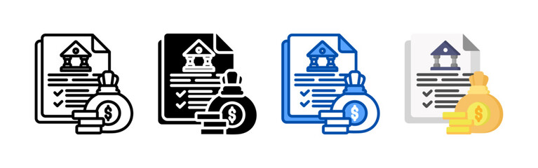 Monetary policy icon set bundle. Multi style icon collection perfect for websites, apps, and presentations. Simple vector icon collection