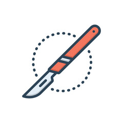 Color illustration icon for surgical knife
