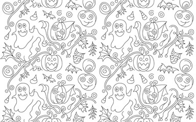 halloween seamless pattern, halloween, pumpkin, vector, autumn, pattern, illustration, seamless, orange, set, holiday, icon, october, celebration, design, cartoon, horror, spooky, fun, face, art, seas