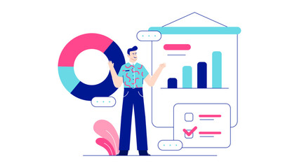 Ideal for business presentations or financial reports, business decision making with strategy chart