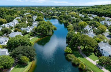 Aerial view of the entire community in Seminole, Florida with homes and neighborhood streets