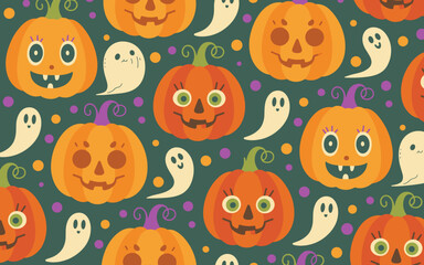 halloween seamless pattern, halloween, pumpkin, vector, autumn, pattern, illustration, seamless, orange, set, holiday, icon, october, celebration, design, cartoon, horror, spooky, fun, face, art, seas
