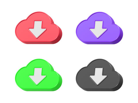 download button with cloud 3d rendering