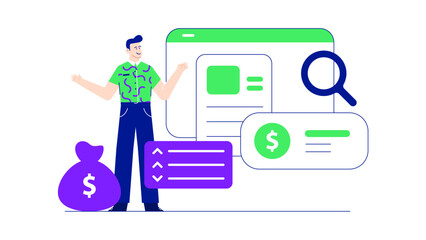 Naklejka premium Online invoice and payment system. Suitable for financial concept, investments, online business, entrepreneurship, and digital marketing.