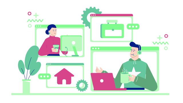 Freelance economy and gig workers concept. Ideal for presentations, website graphics, blog posts, and social media content related to technology.