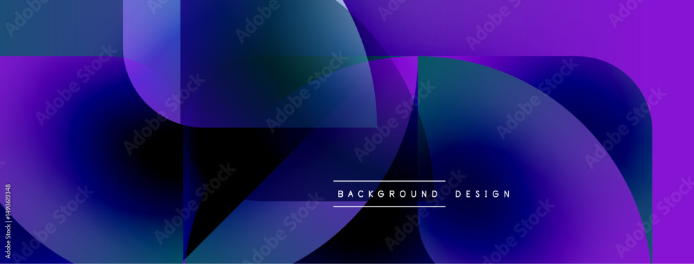 Poster abstract fluid shapes blend purple, blue hues. modern design features overlapping layers, gradient e