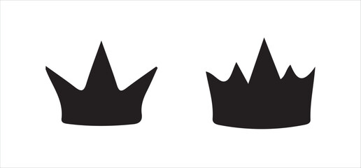 Crown Symbol Vector Set – Minimal Black King & Queen Crown Silhouettes
