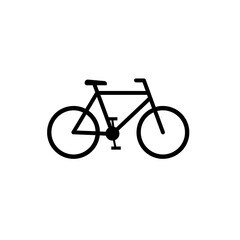 Minimalistic Silhouette Black Bicycle on White Background Design Icon