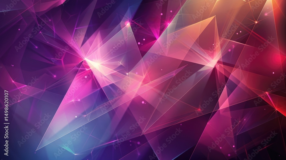 Poster abstract picture micro particle in geometric shape represent data flow. vivid flowing object with hi