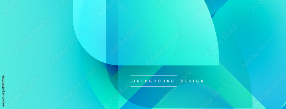 Poster Abstract fluid shapes, turquoise hues, modern design. Gradient colors create dynamic visual effect. Minimalist composition.