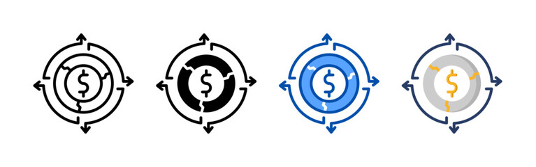 Fototapeta premium Dividend icon set bundle. Multi style icon collection perfect for websites, apps, and presentations. Simple vector icon collection