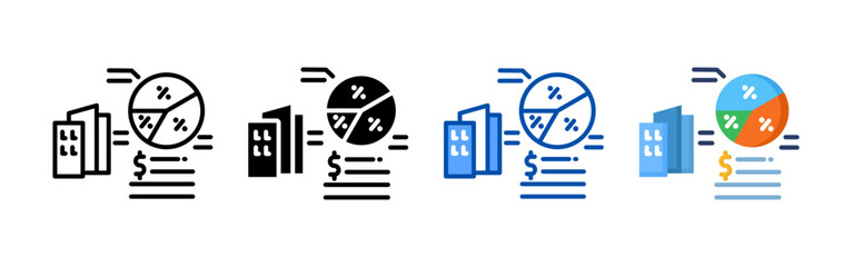 Obraz premium Equity icon set bundle. Multi style icon collection perfect for websites, apps, and presentations. Simple vector icon collection