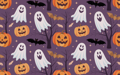 halloween seamless pattern, halloween, pumpkin, vector, autumn, pattern, illustration, seamless, orange, set, holiday, icon, october, celebration, design, cartoon, horror, spooky, fun, face, art, seas