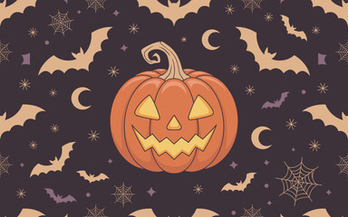 halloween seamless pattern, halloween, pumpkin, vector, autumn, pattern, illustration, seamless, orange, set, holiday, icon, october, celebration, design, cartoon, horror, spooky, fun, face, art, seas