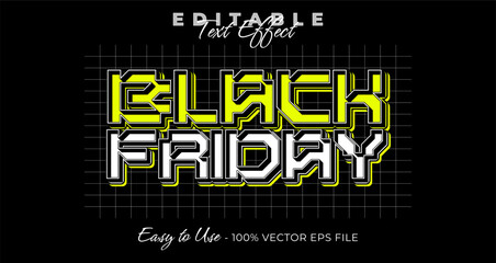 Fototapeta premium Black friday editable text effect, 3d typography in graphic styles