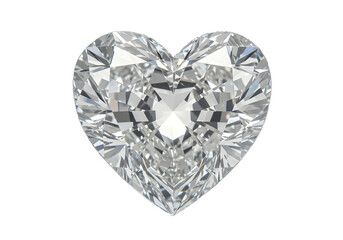 Diamond heart shaped isolated on transparent background Generative Ai.	
