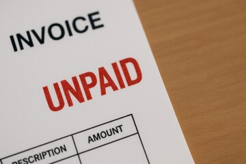 Unpaid Invoice Document Showing Payment Status with Financial Details Displayed Clearly