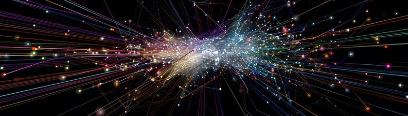 Colorful network of lines and points against a dark background.