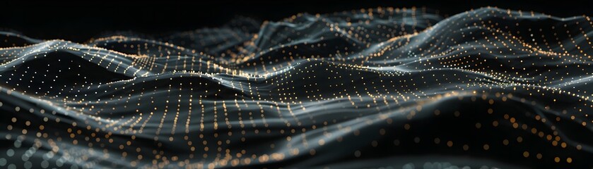 Abstract digital wave pattern with glowing points.