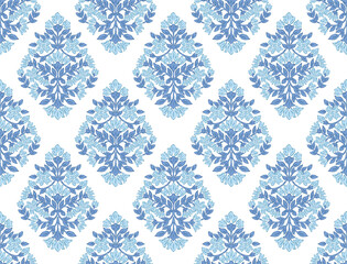 Boho Floral repeat pattern, Block print , Flower damask, floral vector file, ogee pattern, global print, seamless floral