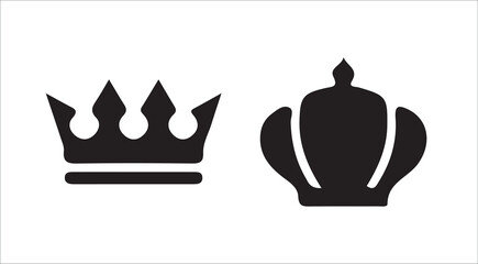 Simple Royal Crown Icons – Flat Black King Symbols for Designers