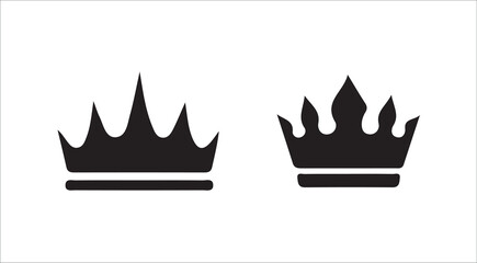 Simple Royal Crown Icons – Flat Black King Symbols for Designers