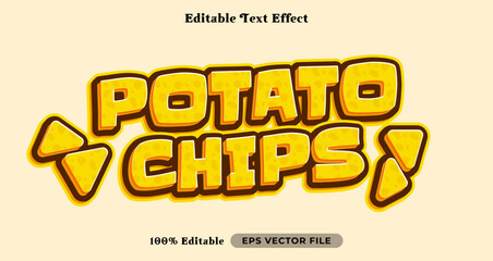 Potato chips editable text effect, 3d typography in graphic styles